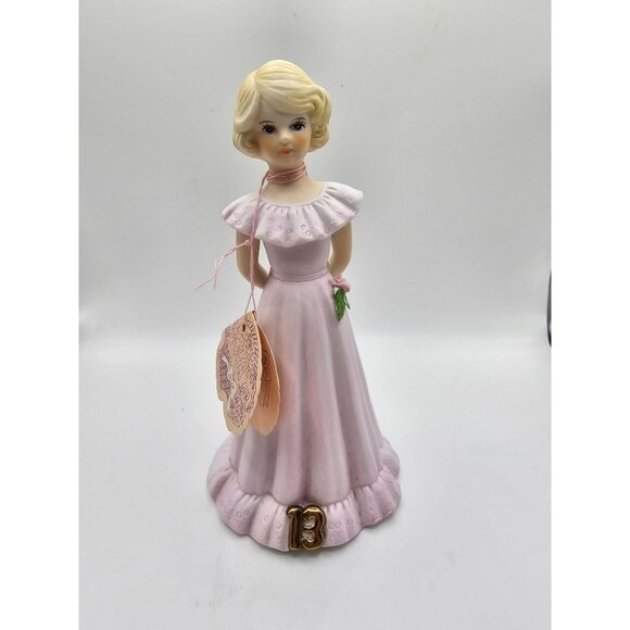 Growing Up Birthday Girl Figurine Age 13 Blonde Hair Pink Dress Collectible - Picture 1 of 6